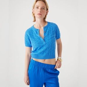NWT JCrew Cashmere cable-knit henley T-shirt